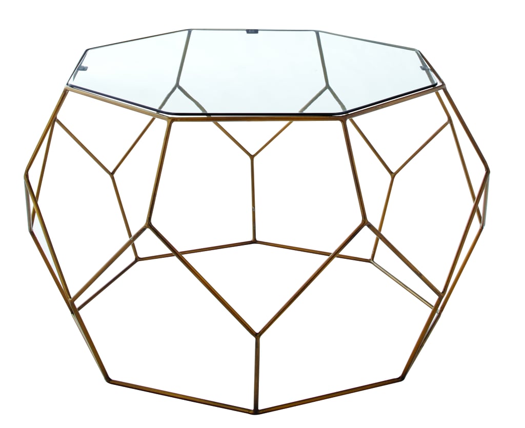 Faceted Metal Coffee Table with Glass Top ($230)