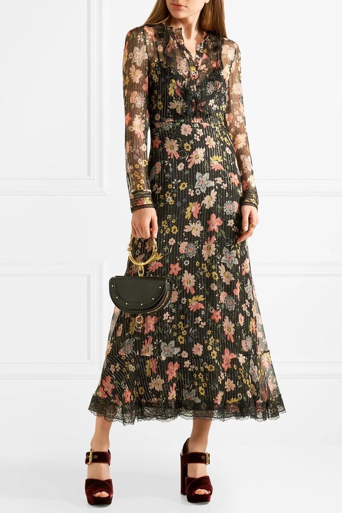 REDVALENTINO Ruffled Floral-Print Silk-Chiffon Midi Dress