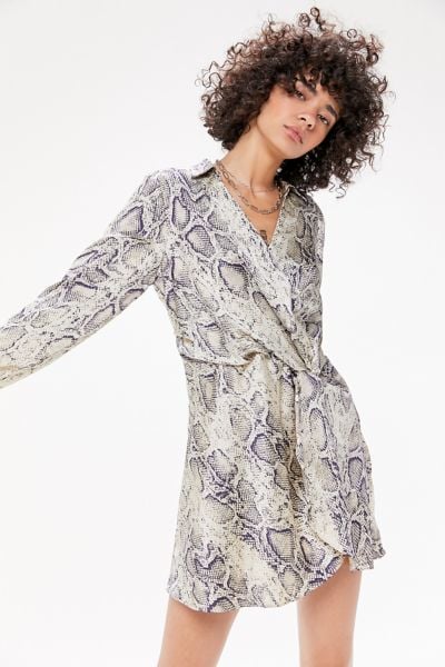 Urban Outfitters Olympia Snake Print Satin Mini Dress