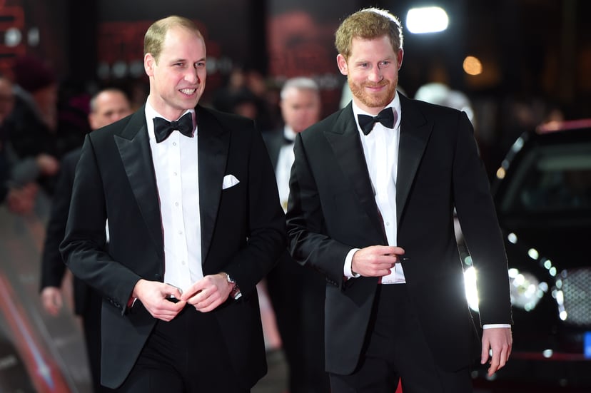 LONDON, ENGLAND - DECEMBER 12: (L-R) Prince William, Duke of Cambridge and Prince Harry attend the European Premiere of 'Star Wars: The Last Jedi' at Royal Albert Hall on December 12, 2017 in London, England.  (Photo by Eddie Mulholland - WPA Pool/Getty I