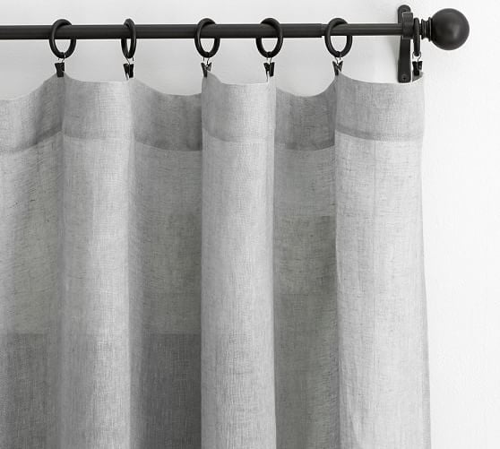 Pottery Barn Belgian Flax Linen Sheer Drape 69 Gray Bedroom