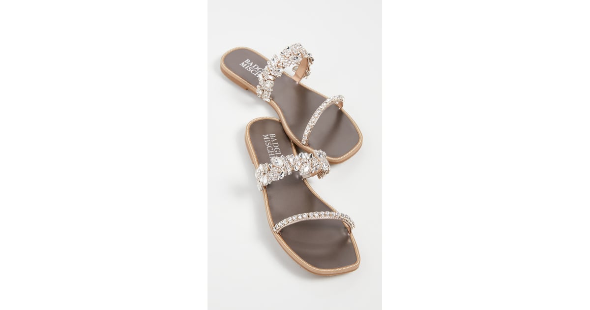 Badgley Mischka Jenelle Slide Sandals | Don't Want Sky-High Heels on Your  Wedding Day? Shop These 19 Comfy Options | POPSUGAR Fashion Photo 7