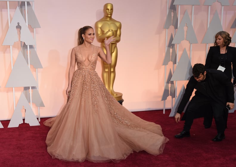 Jennifer Lopez in Elie Saab at the 2015 Oscars