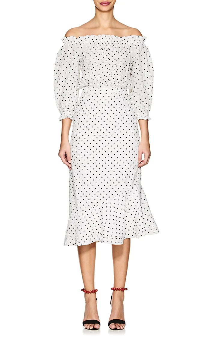 Saloni Grace Polka Dot Silk Midi Dress