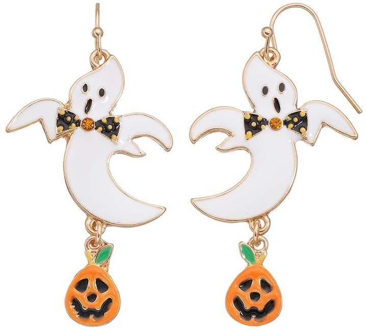 Ghost & Jack-o'-Lantern Drop Earrings