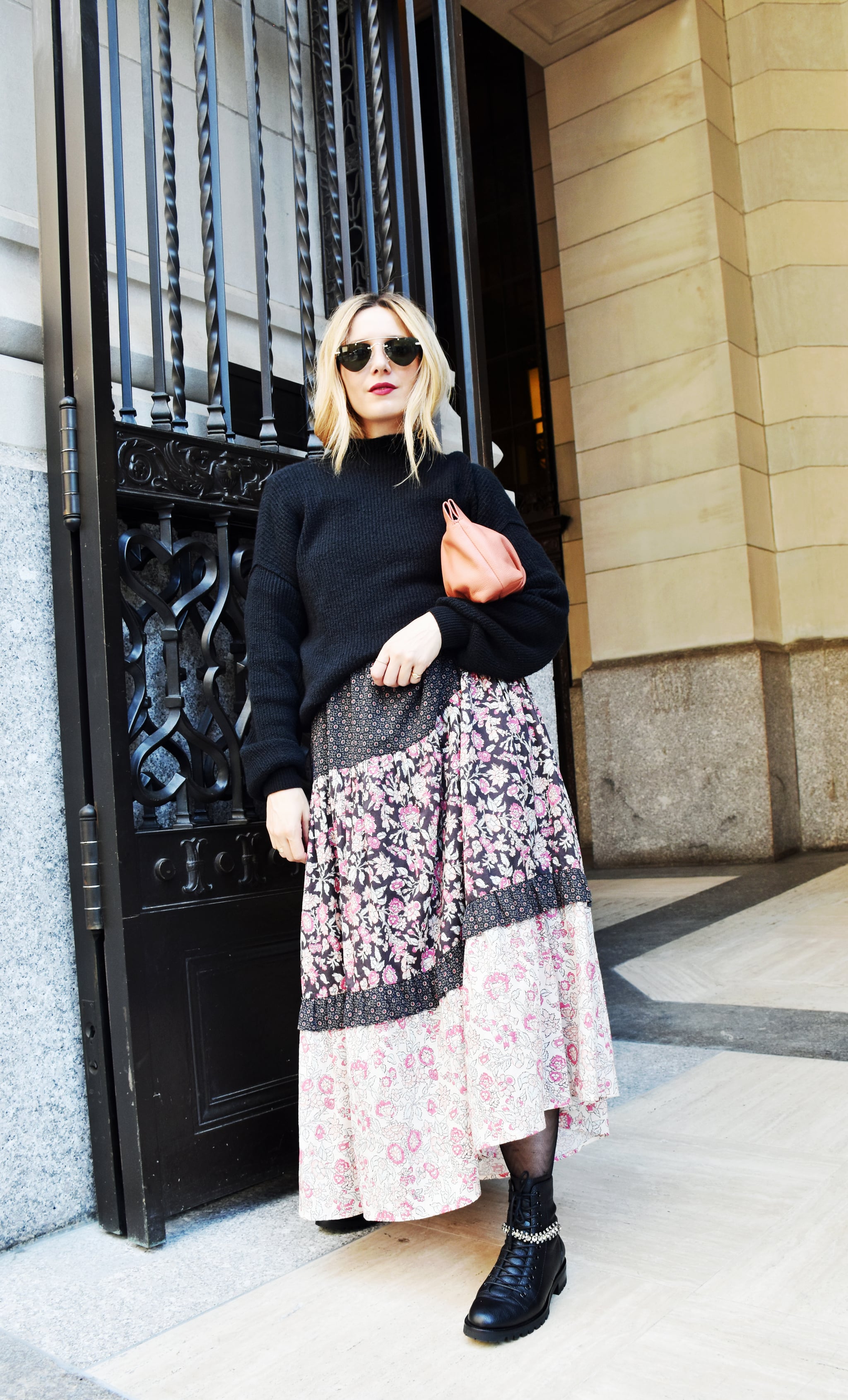 sweater dress with combat boots