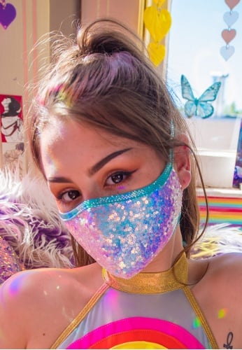 Rave Ready Cosmic Sequin Face Mask