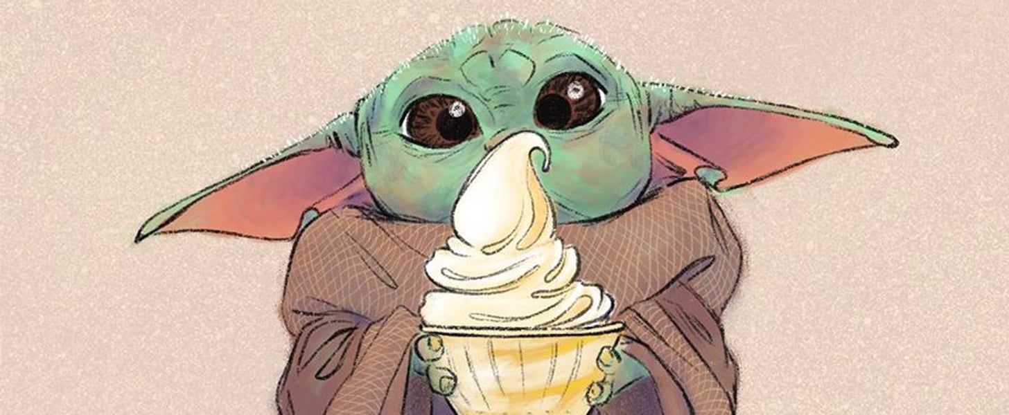 Illustrations Of Baby Yoda Eating Popular Disney Snacks Popsugar Food