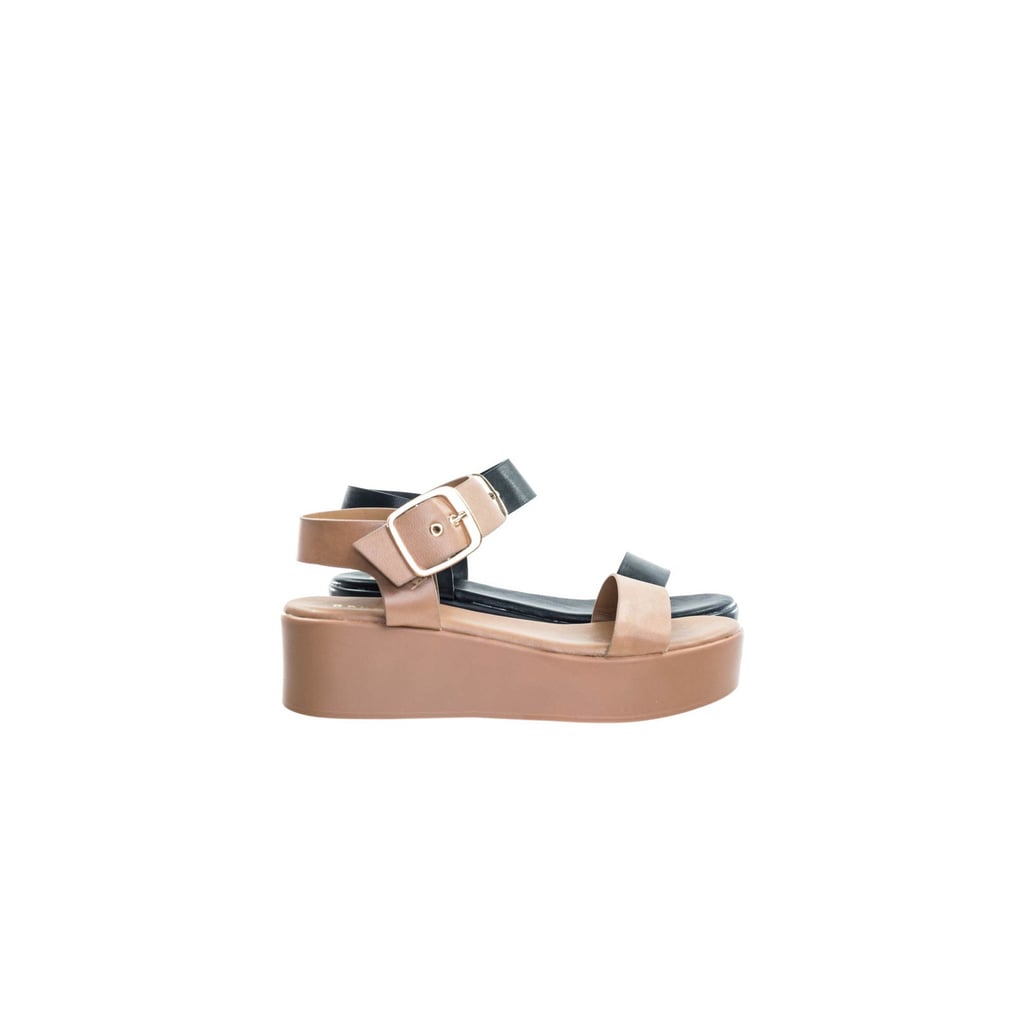 Flatform Open Toe Sandals With Adjustable Ankle Strap