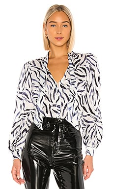 KENDALL + KYLIE Charmeuse Blouse in Zebra