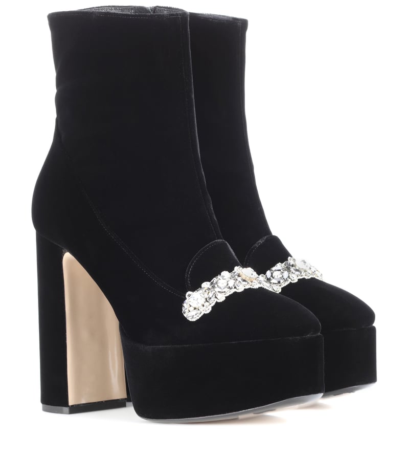 N°21 Embellished Velvet Ankle Boots