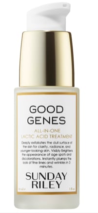 Sunday Riley Good Genes All-in-One Lactic Acid Treatment ($122) 
The Sunday Riley Good Genes All-in-One Lactic Acid Treatment exfoliates to reveal a fresher, younger-looking complexion underneath and also plumps in fine lines for smoother skin overall. The product — which earned 230,000 loves on Sephora's site — also includes licorice and lemongrass to brighten dark spots and prickly pear to soothe redness.