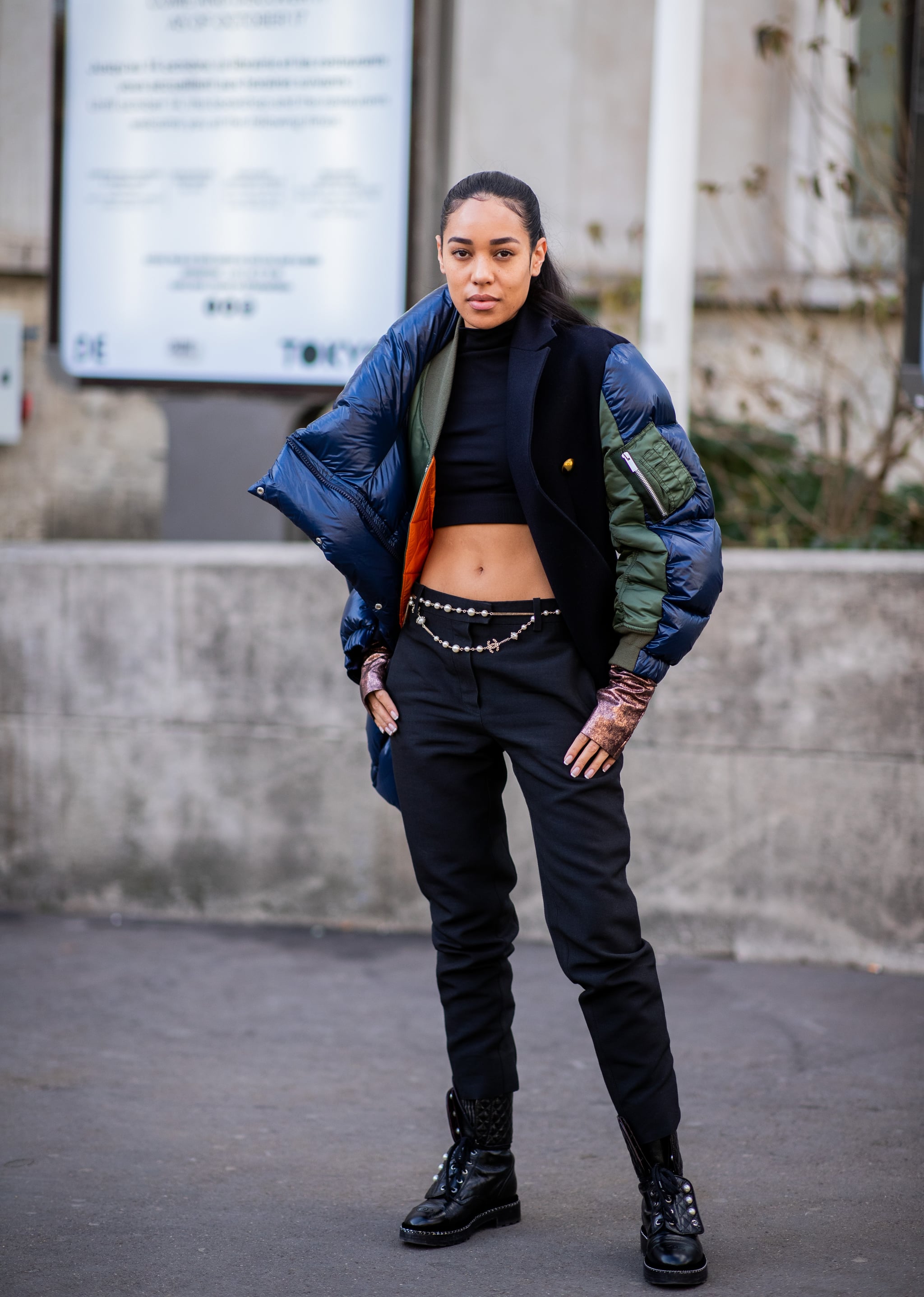 Style a Turtleneck Crop Top With Black Pants and a Puffer | 19 Winter Outfit  Ideas That'll Get You Through 2019 and Beyond in Absolute Style | POPSUGAR  Fashion Photo 9