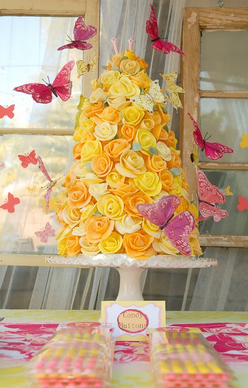 Floral Butterfly Birthday Cake