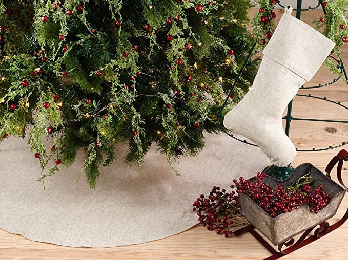 Saro Lifestyle Natural Linen Blend Christmas Stocking