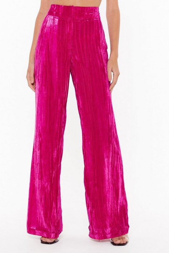 Nasty Gal You're Losing Your Touch Wide-Leg Velvet Pants