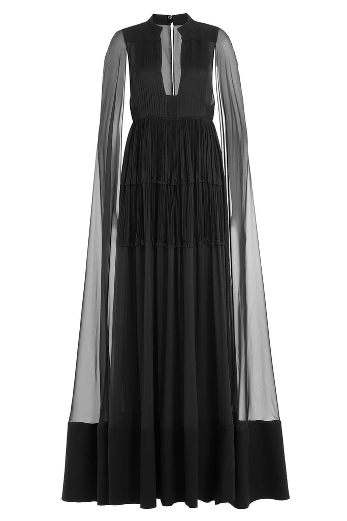 Valentino Floor Length Silk Gown with Chiffon Cape