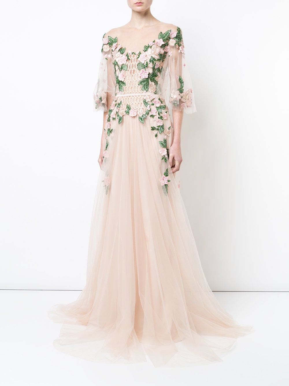 Marchesa Notte Floral Embroidered Gown ...