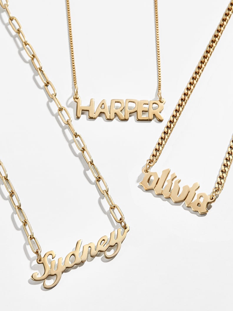 A Classic Nameplate: BaubleBar Custom 14K Gold Vermeil Nameplate Necklace