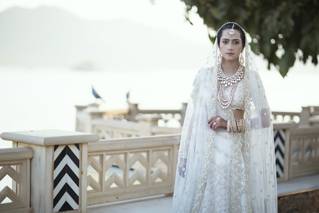 Bride Embroidered Love Story on Wedding Dress