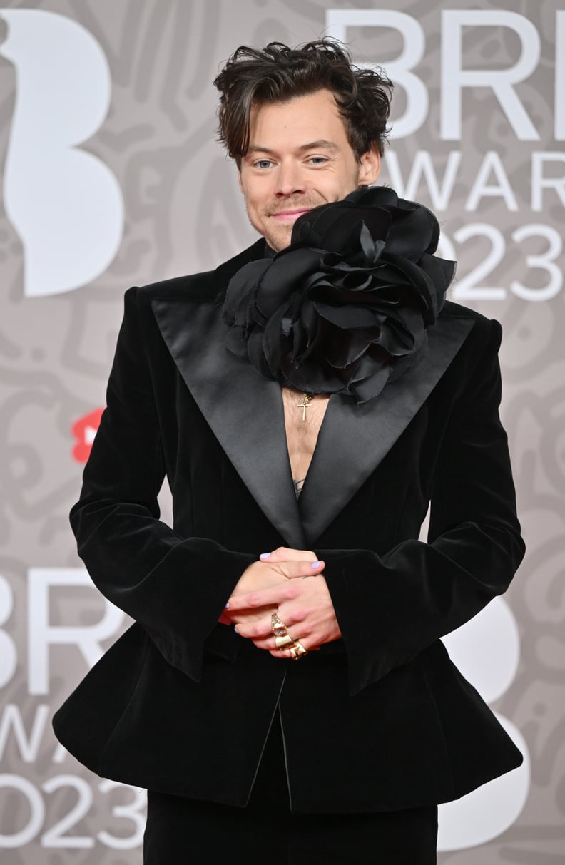 Harry Styles Peplum Suit And Dyed Hair At The Brits 2023 PS Fashion