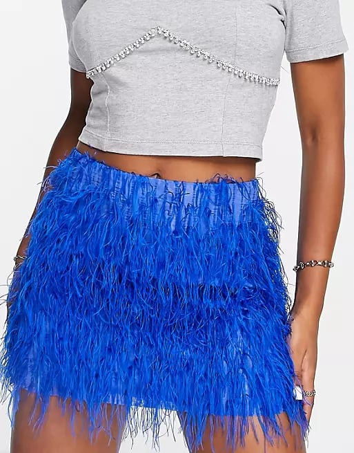 Topshop Faux Leather Mini Skirt in Blue