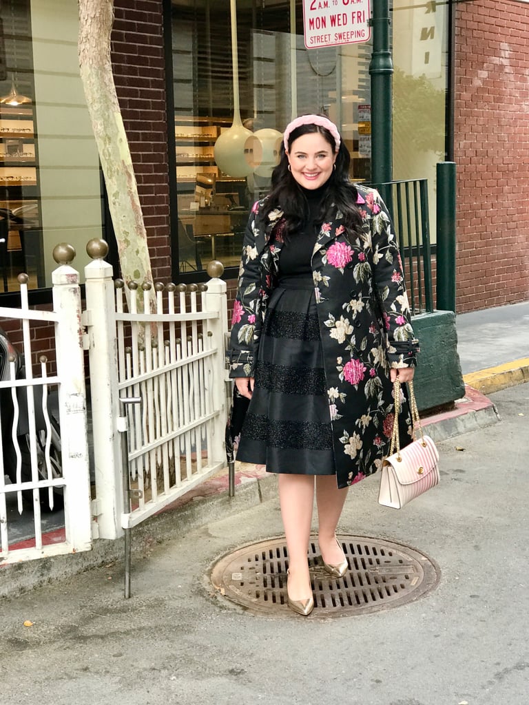 Brocade Trench Coat: Headed to a Party in a Sparkly Skirt and Metallic Heels
