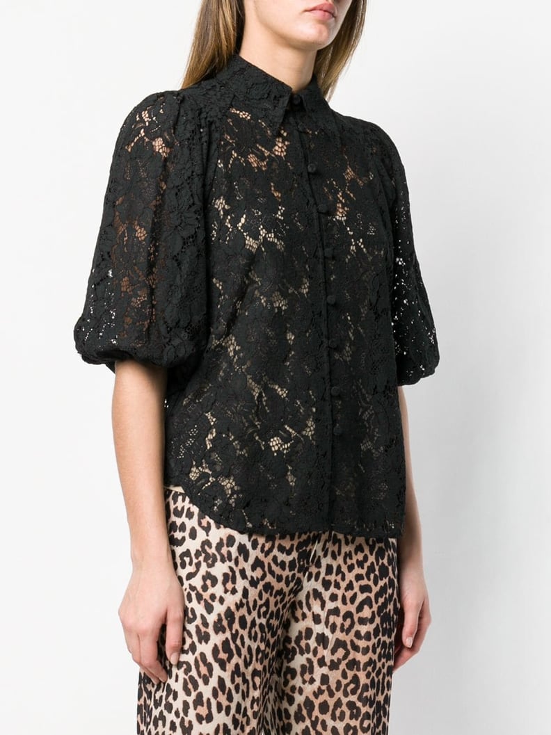 Ganni Floral Embroidered Lace Blouse