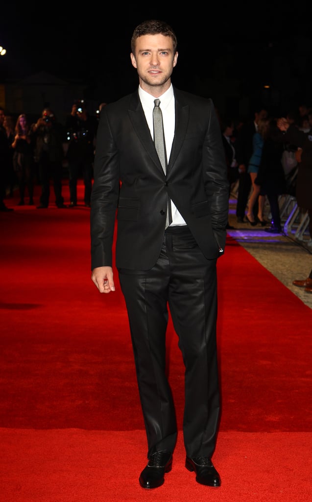 Justin looked debonair in a black suit and silver tie at the London premiere of In Time in 2011.