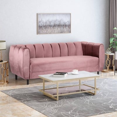 Christopher Knight Home Bobran Modern Velvet Sofa Lean Back and