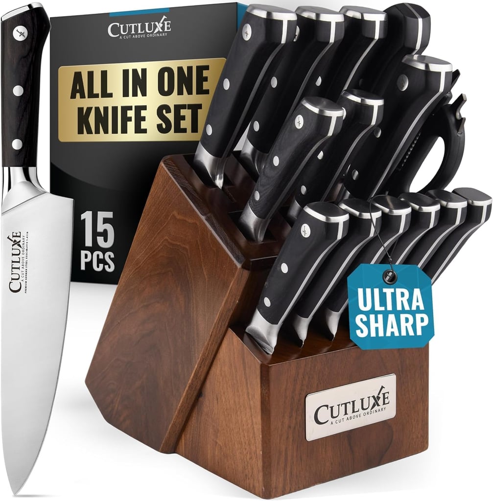 Cutluxe 15-Piece Knife Set, Kitchen Knives with Walnut Wood Block ($170)
"I recently moved into a new apartment, and I needed all new kitchen items. I got this Cutluxe Knife Set, and it's been the perfect addition. The knives are the most amazing quality, and they're perfecting for gifting for the holidays. I've already purchased two for family members on my list!" — Renee Rodriguez, senior staff writer and producer