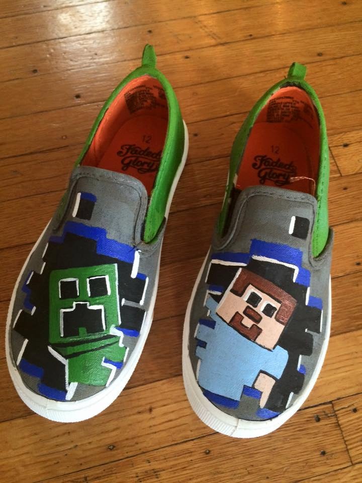 Minecraft Hand Painted Shoes