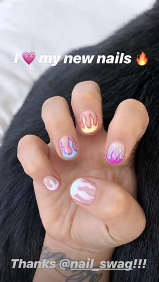 Demi Lovato S Flame Nails Popsugar Beauty Uk Valentine's day flame heart acrylic nails. demi lovato s flame nails popsugar