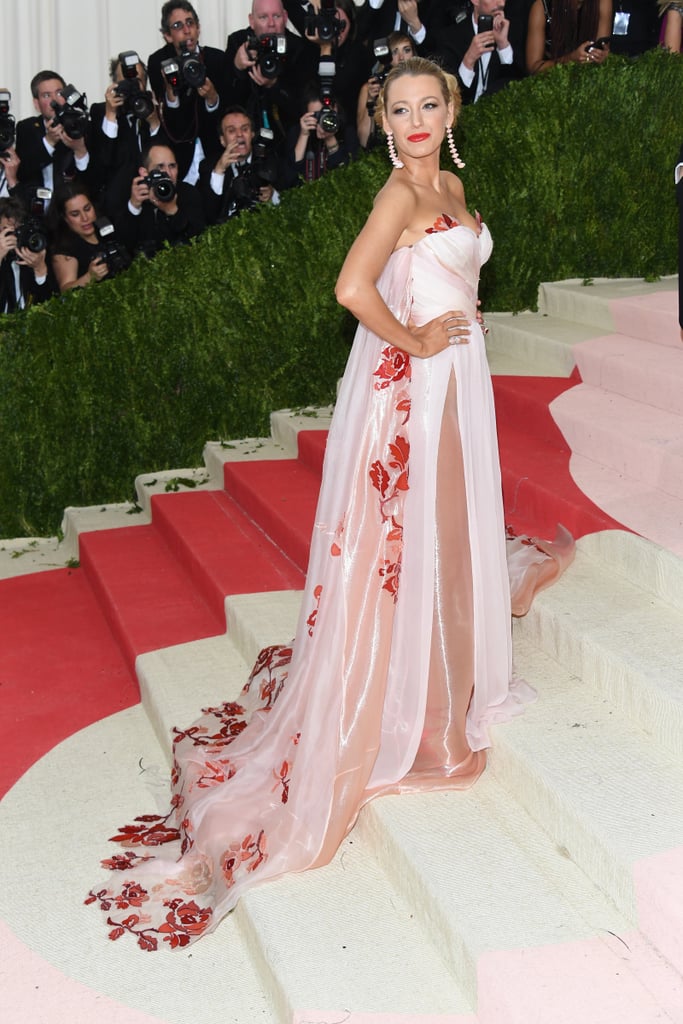 Taking the stairs in Burberry at this year's Met Gala.