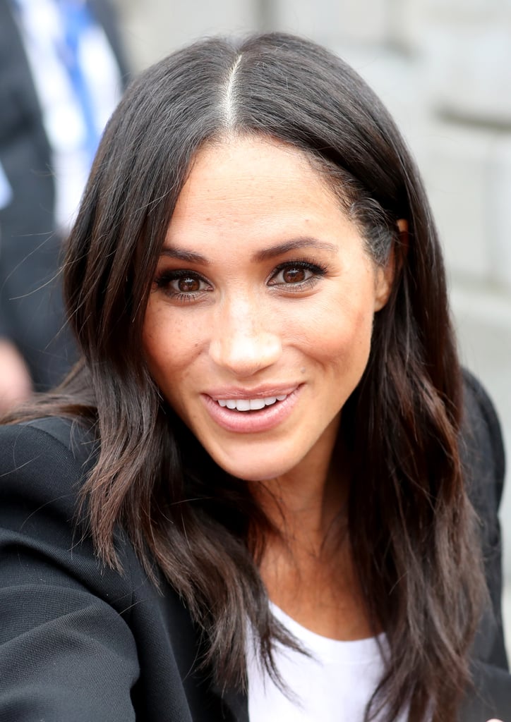 Meghan Markle's Simple Middle Part and Soft Bends, 2018