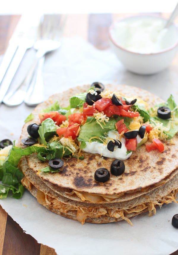 Chicken Enchilada Taco Quesadillas