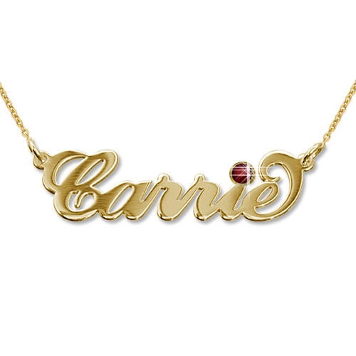 18K Gold-Plated Silver Name Necklace with Swarovski