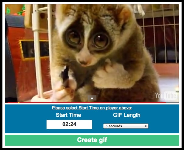 Drag the start button to where you want the GIF to begin and choose the length