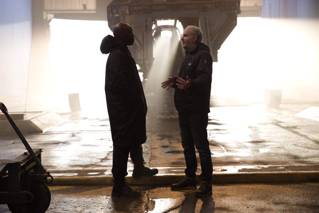 Mahershala Ali as Boggs and director Francis Lawrence on the set.