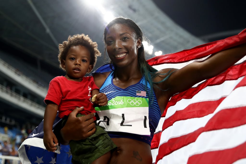 Nia Ali and Son Titus at the Summer Olympics 2016