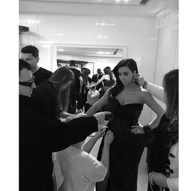 Kim shared a photo of her "final touches" by Lanvin's Alber Elbaz and jewelry designer Lorraine Schwartz.
Source: Instagram user kimkardashian