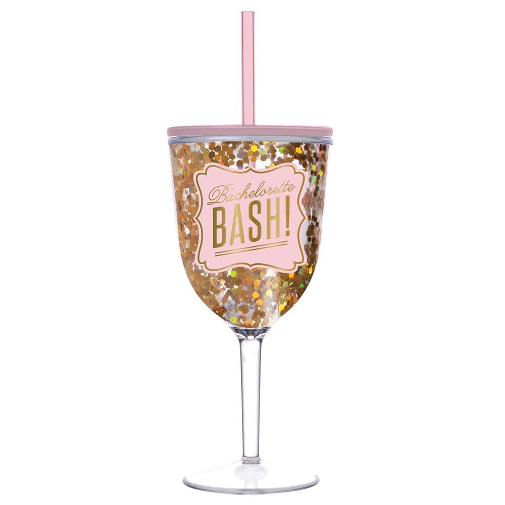 Acrylic Wine Glass With Lid and Straw (18) Bachelorette Decor on Amazon Prime POPSUGAR Home