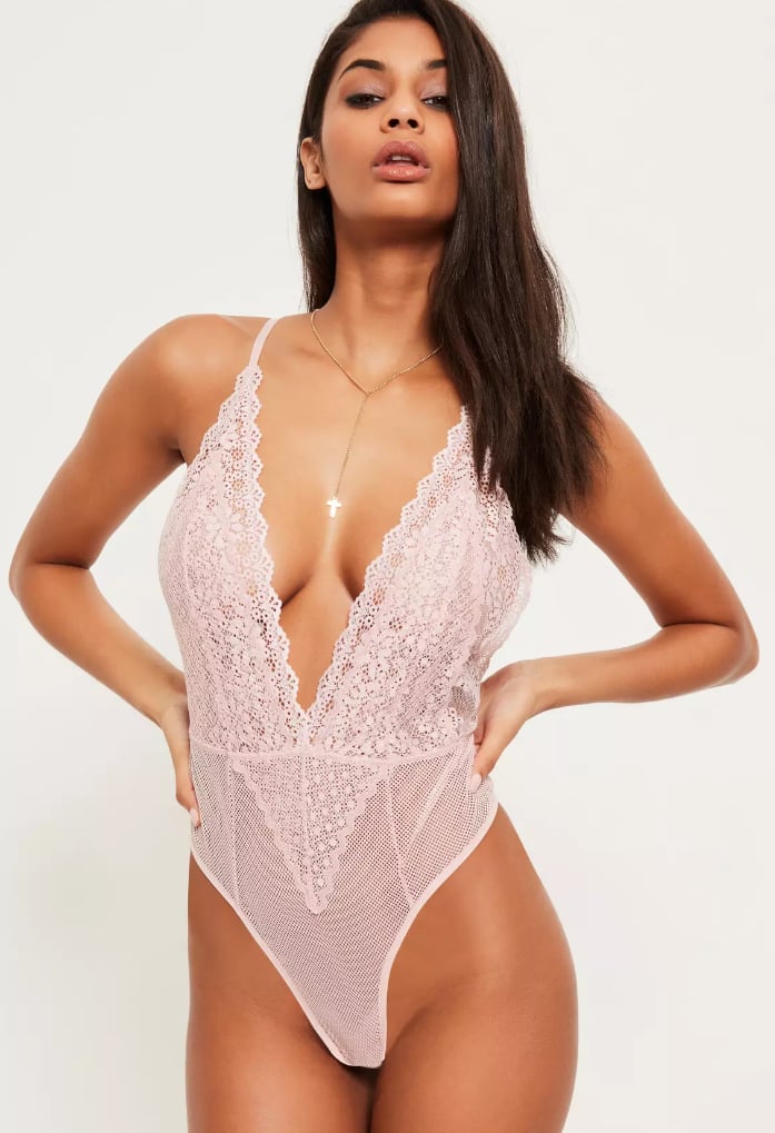 Missguided Lace Deep Plunge Teddy ($45)