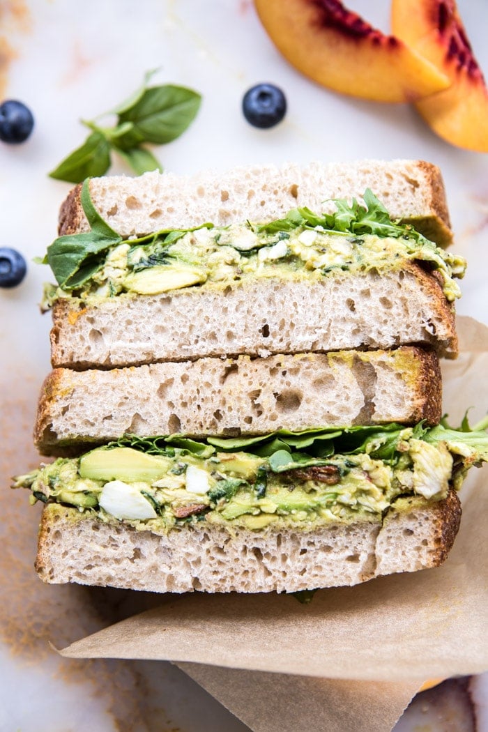 Mediterrannean Avocado Chicken Salad Sandwich