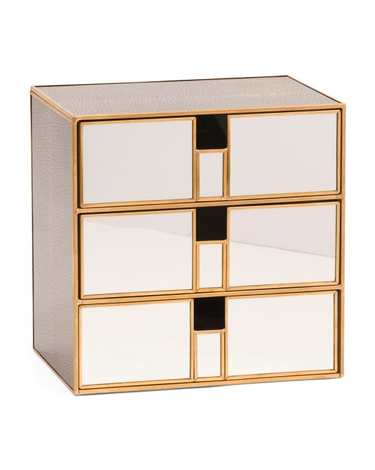 Brass and Mirrored Desktop Cubby