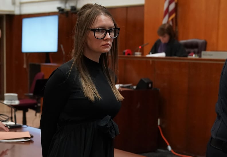Fake German heiress Anna Sorokin is led away after being sentenced in Manhattan Supreme Court May 9, 2019 following her conviction last month on multiple counts of grand larceny and theft of services, Judge Diane Kiesel is seen to the right. (Photo by TIM