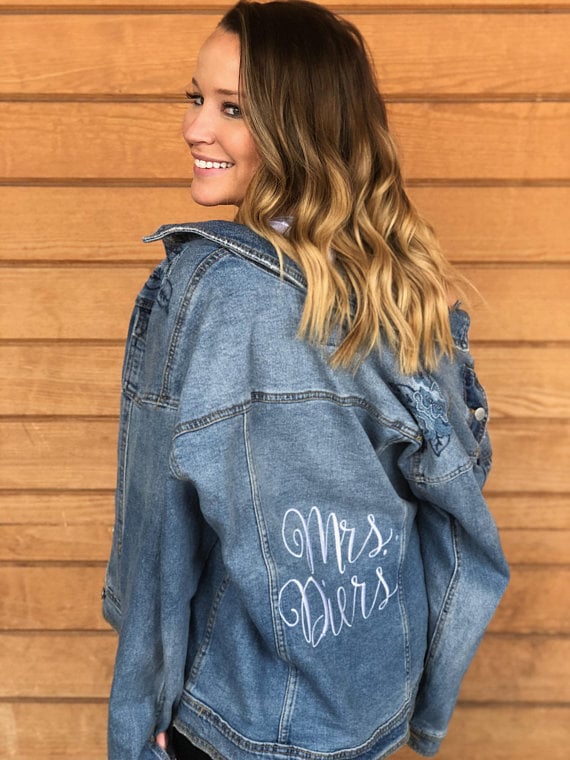 Mrs. Custom Embroidered Denim Jacket 