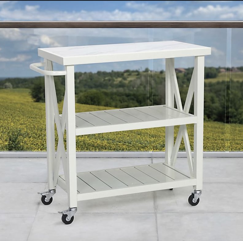 W Home Galvanized Steel Outdoor Cart in White