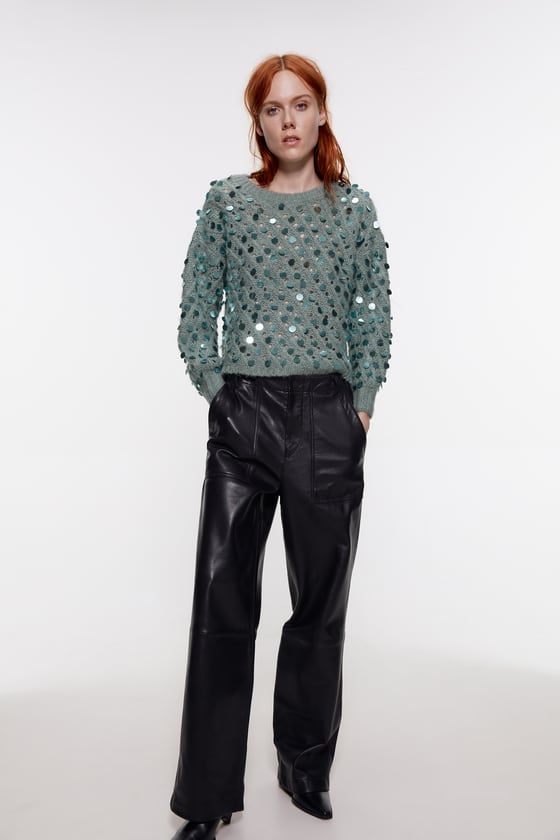 Zara Textured Sequin Sweater