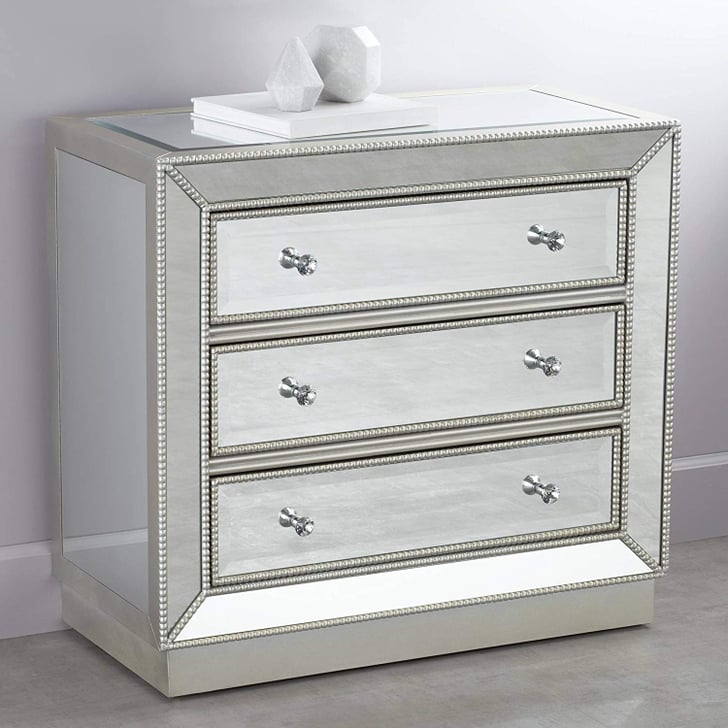 Trevi 32" Wide 3Drawer Silver Mirrored Accent Chest Best Mirrored Furniture on Amazon